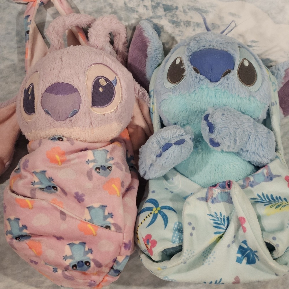 Disney Babies Stitch Angel Plush With Swaddles Baby Bundle Lilo Stitch